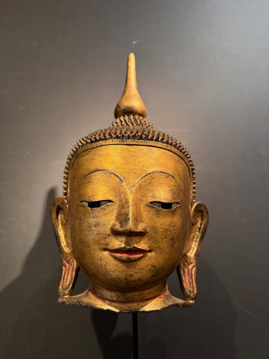 Tête de Bouddha,terre cuite , Birmanie ou Thaïlande, Fin 19e-photo-2