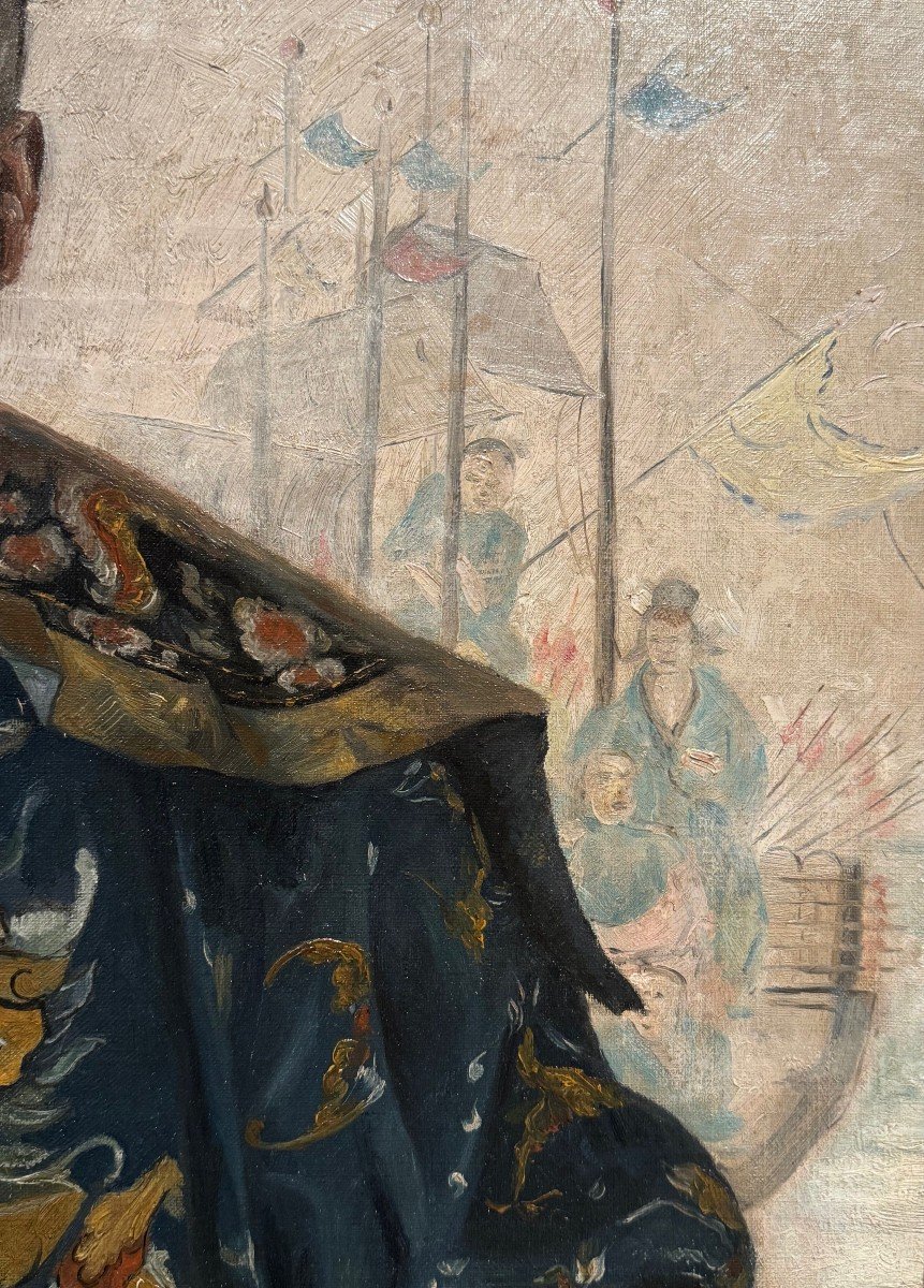 Pair Of Chinese Paintings, Rose Favre, Circa 1910-photo-2