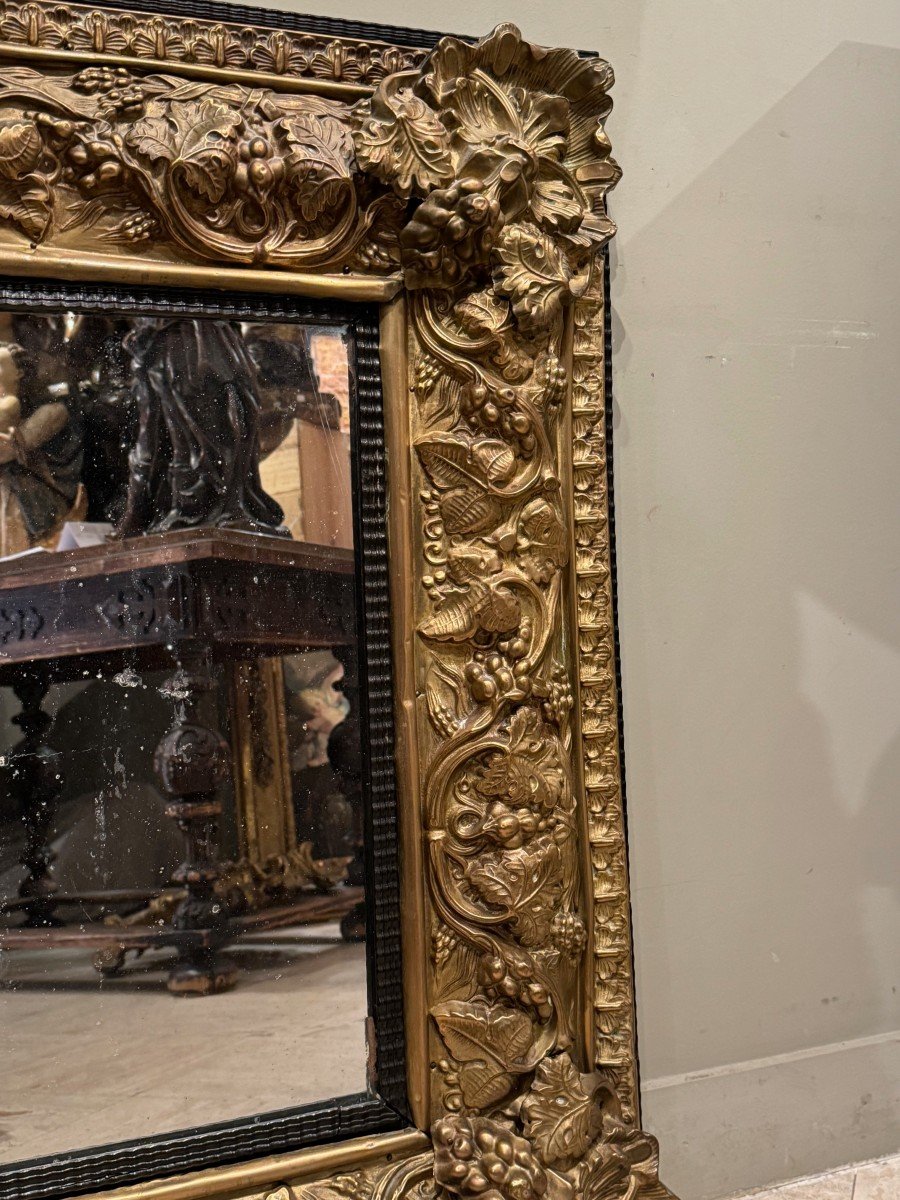 Louis XIII Mirror In Embossed Copper, 19th Century.-photo-2