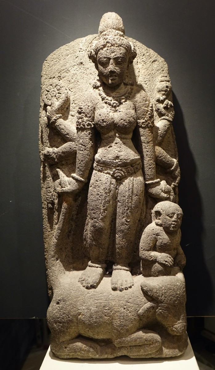 Statue Of Durga, Volcanic Tuff, India, 13th-14th Century.