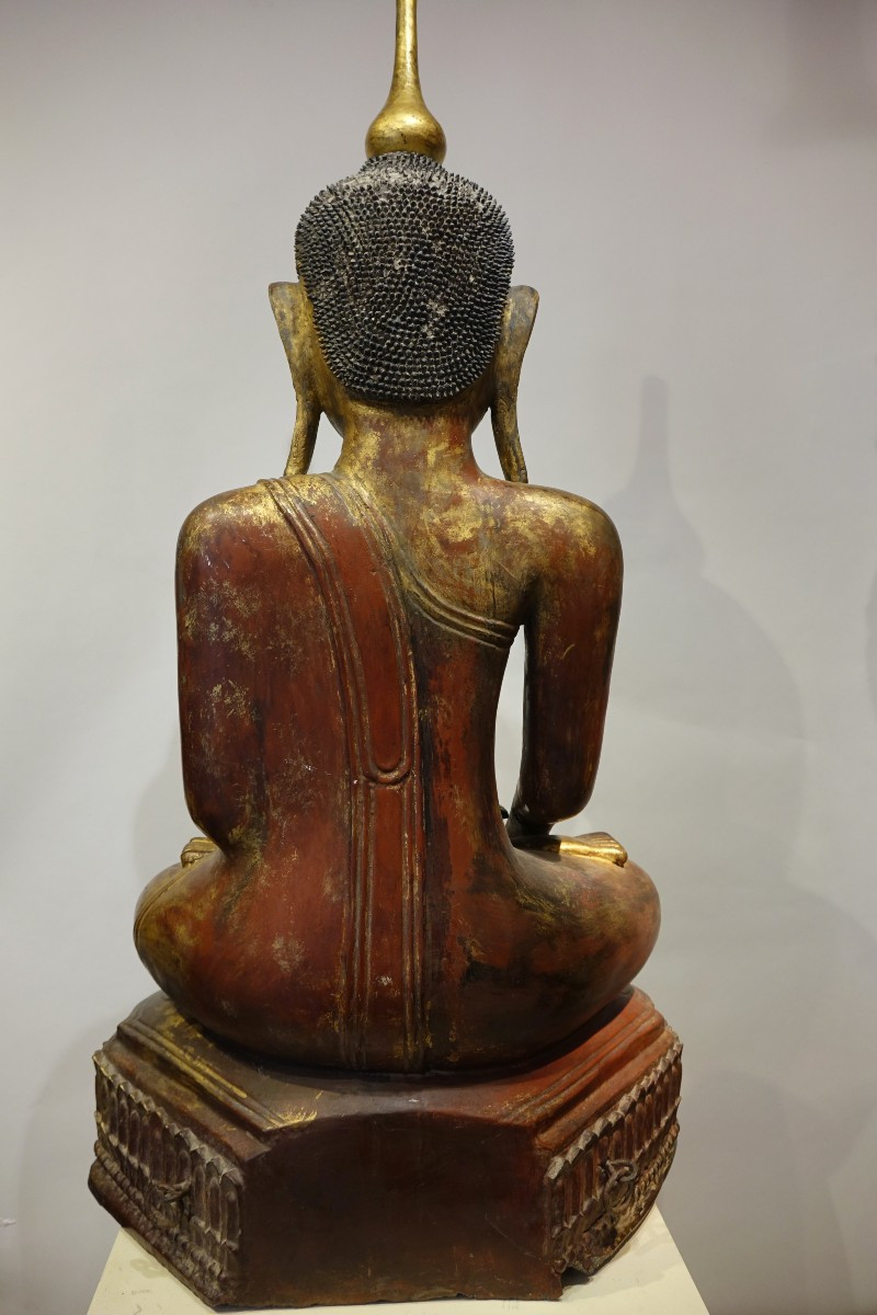 Grand Bouddha en laque sèche, Birmanie, 19e s.-photo-2