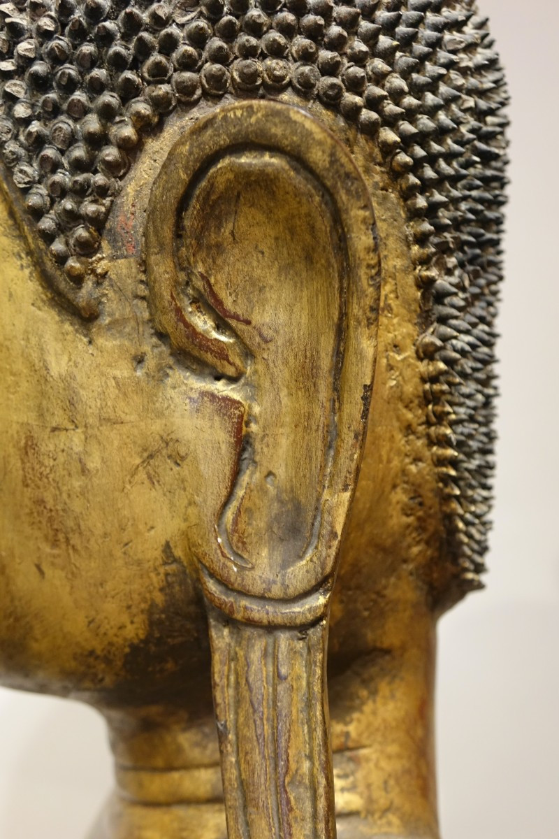 Grand Bouddha en laque sèche, Birmanie, 19e s.-photo-5