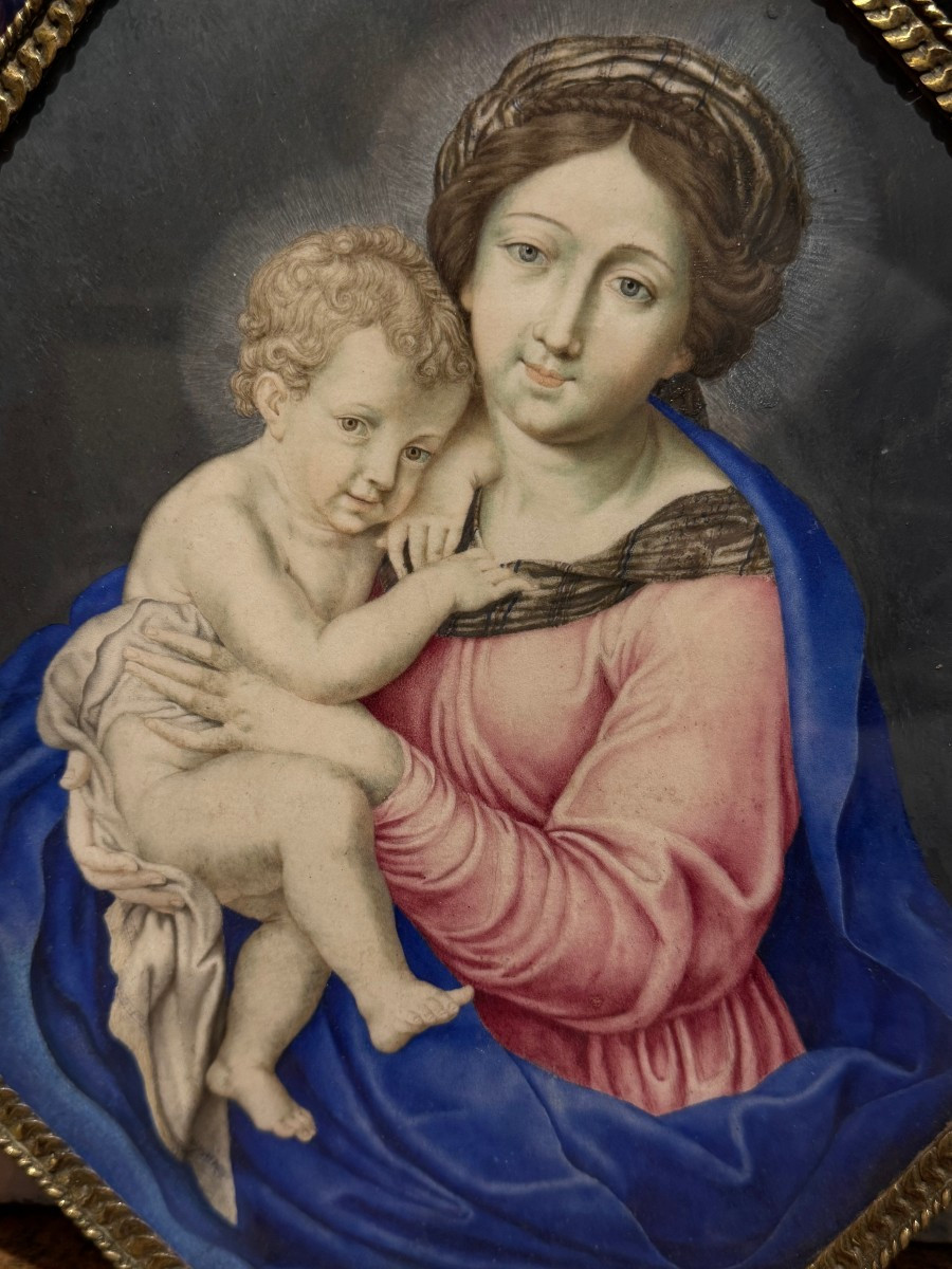 Vierge à l'Enfant , gouache sur parchemin, France,17e s.-photo-2