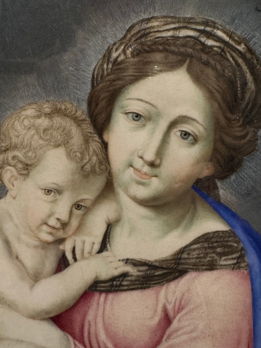 Vierge à l'Enfant , gouache sur parchemin, France,17e s.-photo-4