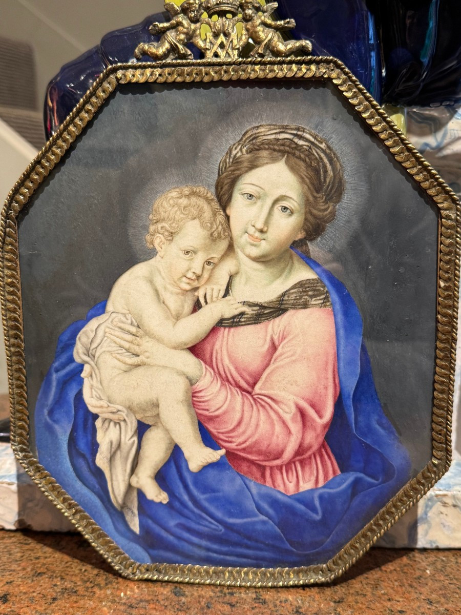 Vierge à l'Enfant , gouache sur parchemin, France,17e s.-photo-2