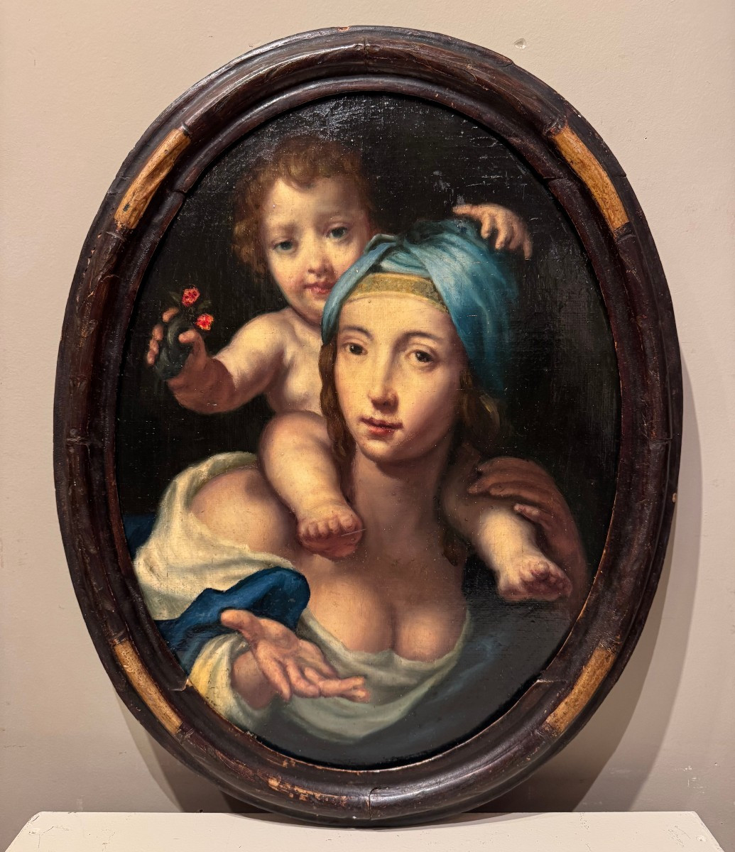 Vierge à l'Enfant , école Française, 18e s.