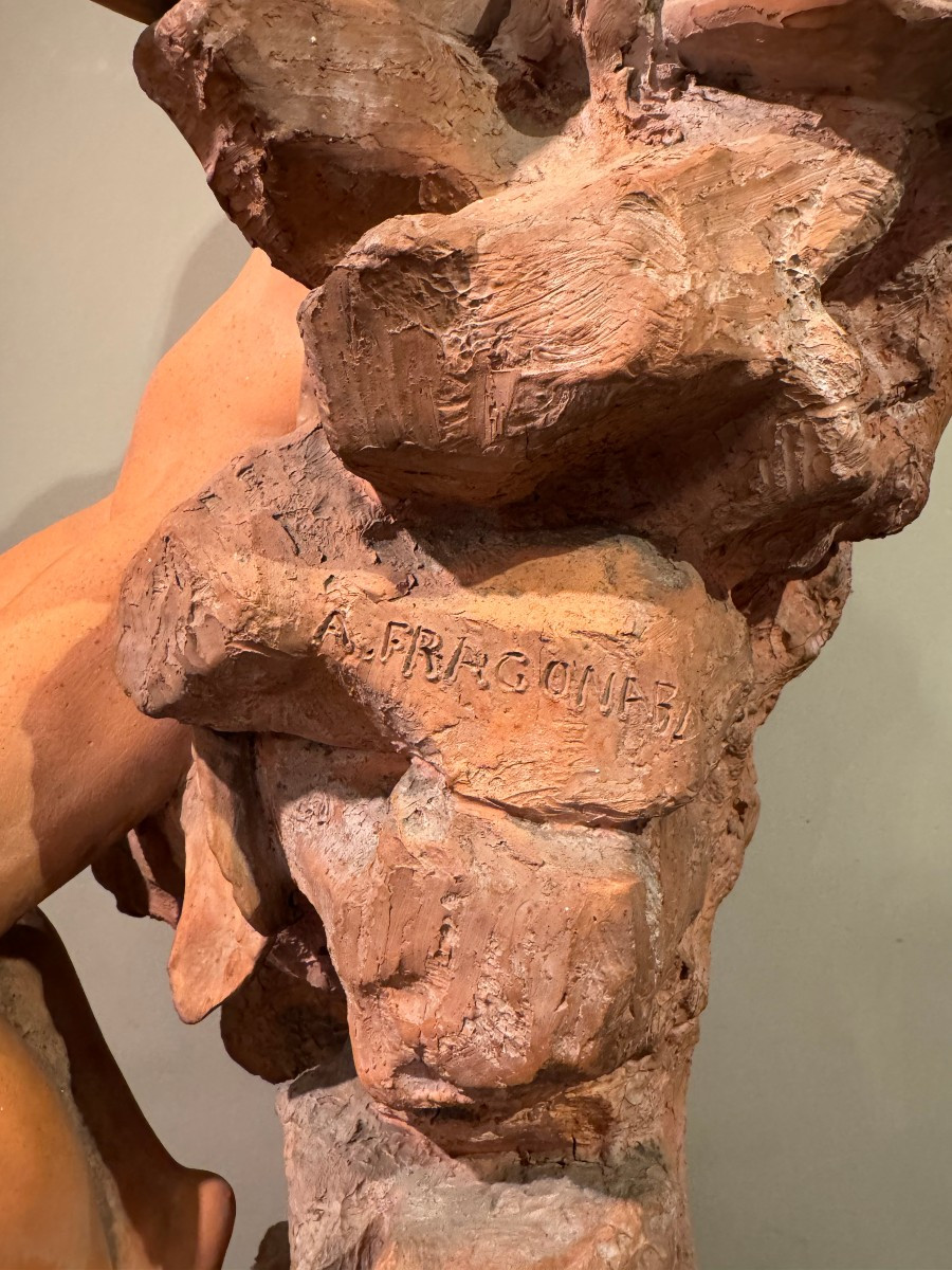 Jeune naïade sur un rocher, terre cuite , A.FRAGONARD, vers 1880-photo-3