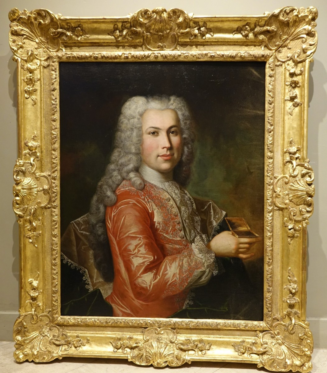 "portrait Of A Gentleman Holding A Snuffbox", France, Circa 1730