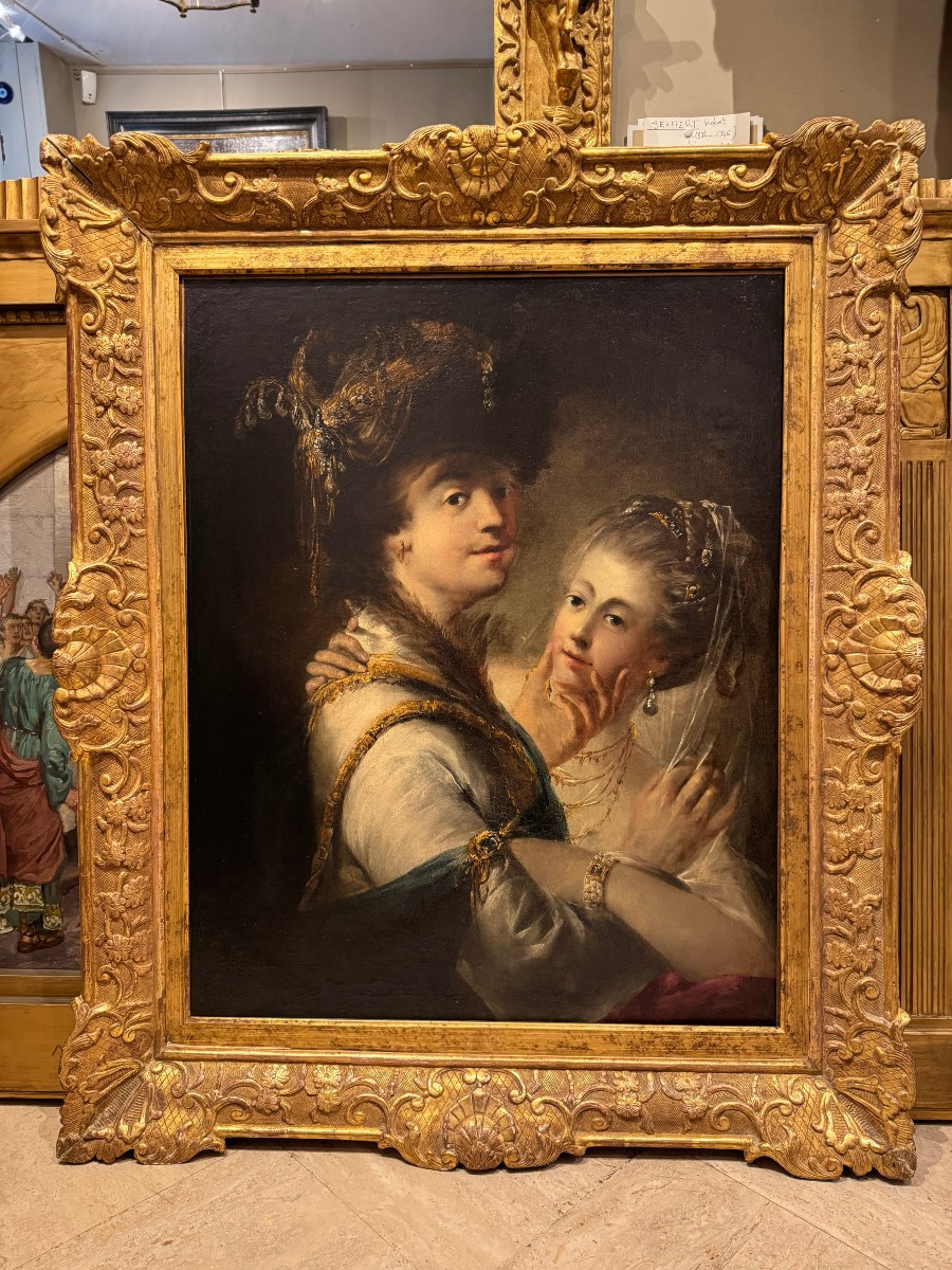 A Young Couple Dressed In Oriental Style, Circa 1810-photo-4