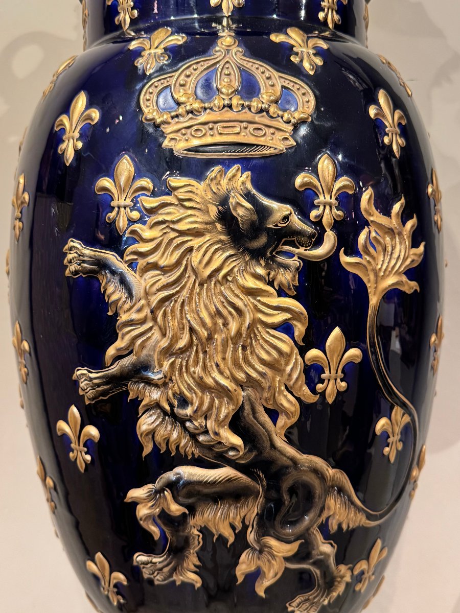 Grande potiche en faïence de Lunéville,  Keller et Guérin,19e s.-photo-3