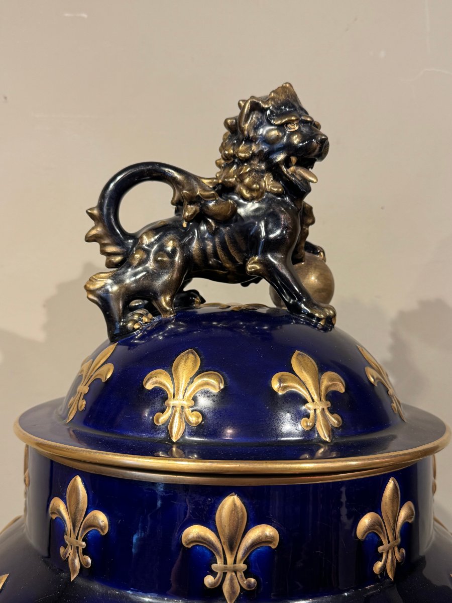 Grande potiche en faïence de Lunéville,  Keller et Guérin,19e s.-photo-4
