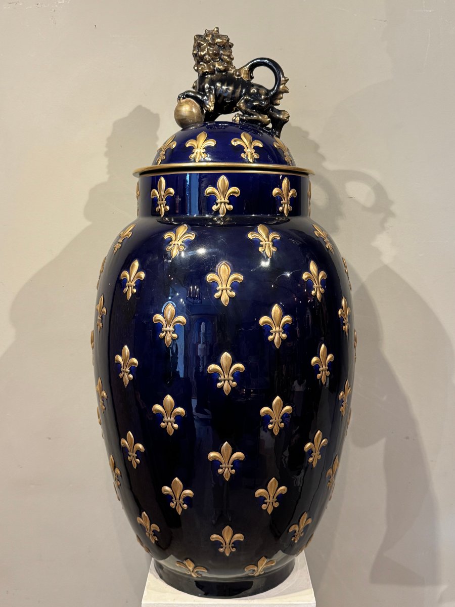 Grande potiche en faïence de Lunéville,  Keller et Guérin,19e s.-photo-2