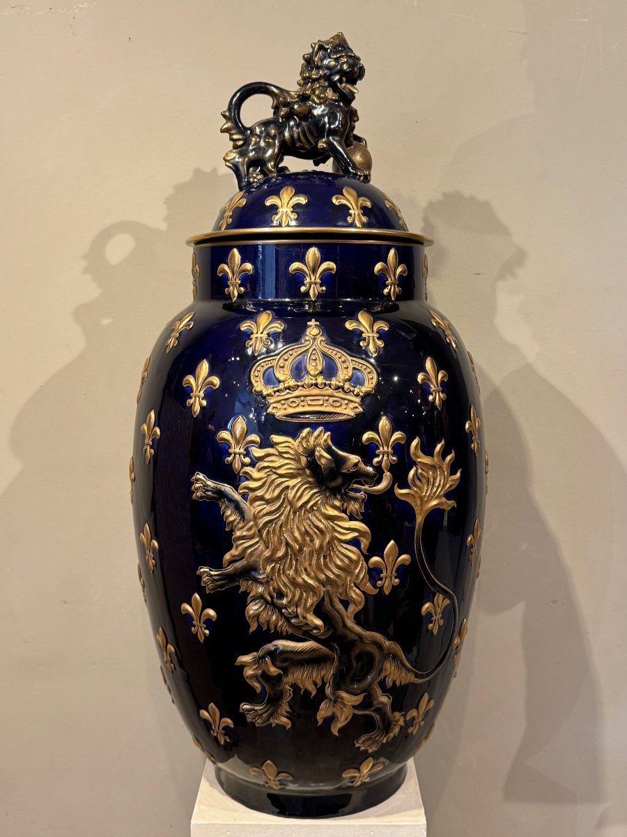 Grande potiche en faïence de Lunéville,  Keller et Guérin,19e s.