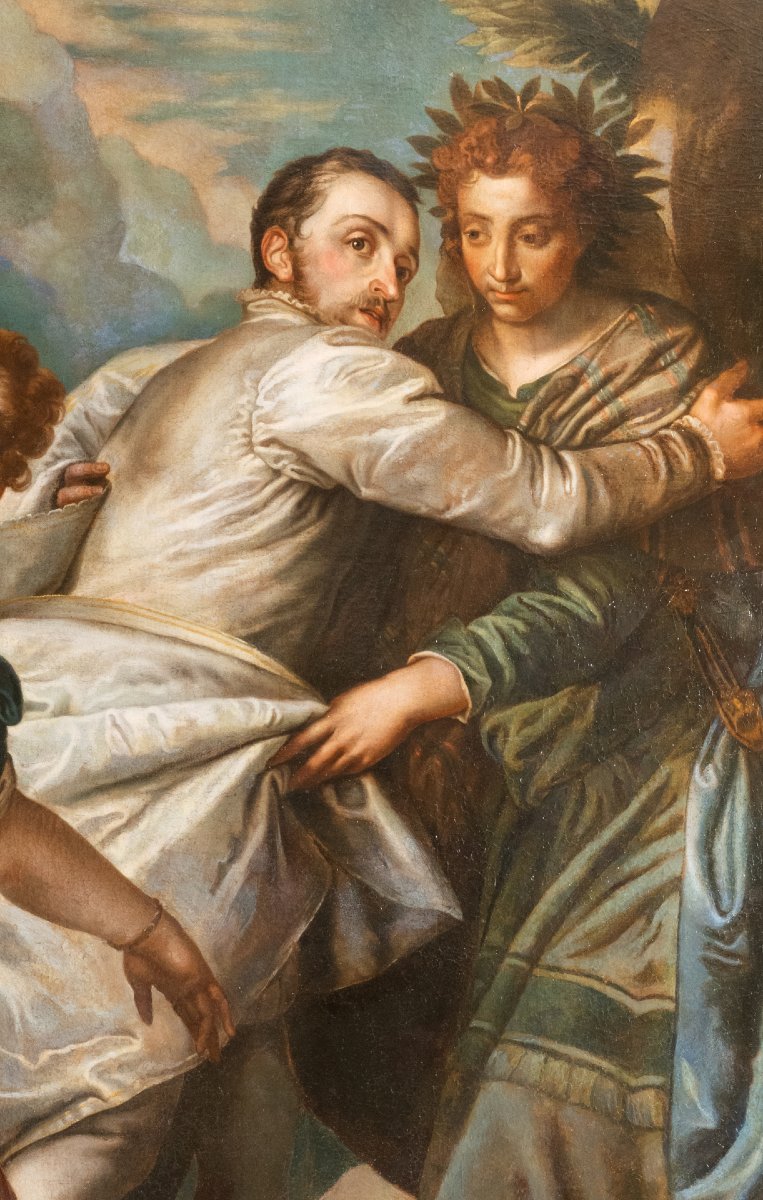 "the Choice Of Hercules," Very Large Oil On Canvas, Italy, 18th Century.-photo-2