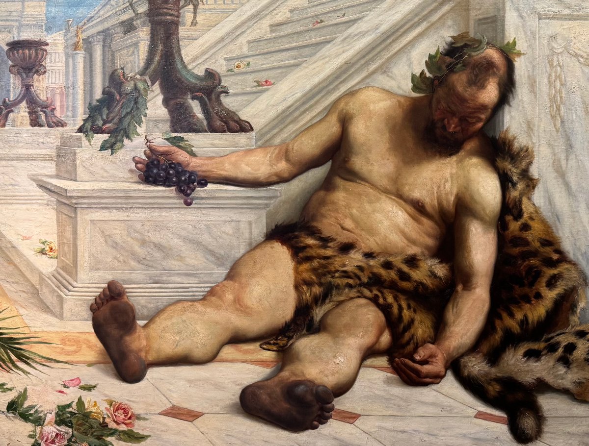 "the Drunkenness Of Bacchus," Very Large Oil On Canvas, A. Audenaert, 1914.-photo-2