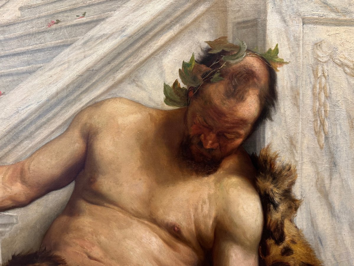 "the Drunkenness Of Bacchus," Very Large Oil On Canvas, A. Audenaert, 1914.-photo-4