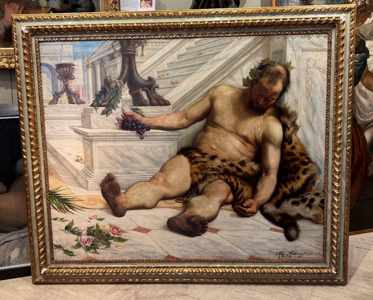 "the Drunkenness Of Bacchus," Very Large Oil On Canvas, A. Audenaert, 1914.-photo-2