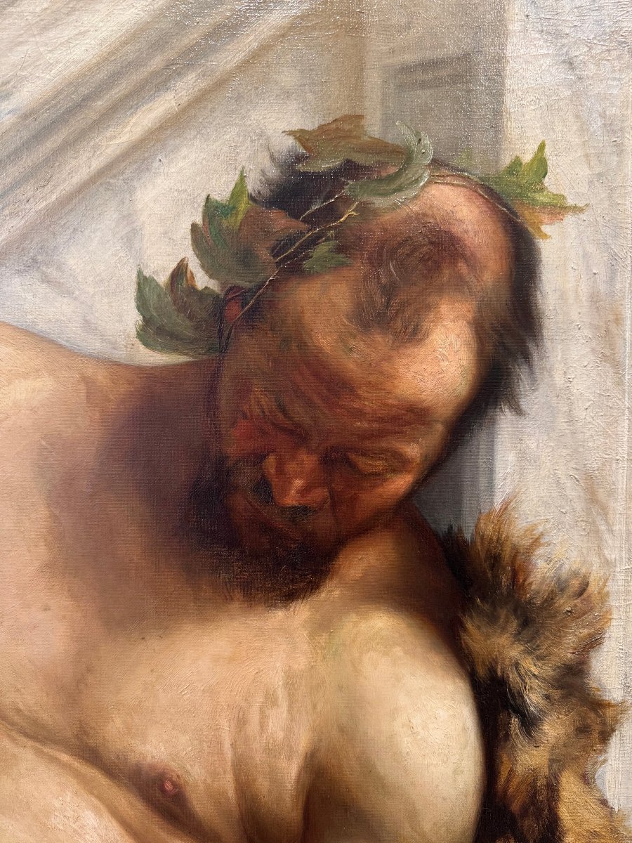 "the Drunkenness Of Bacchus," Very Large Oil On Canvas, A. Audenaert, 1914.-photo-7