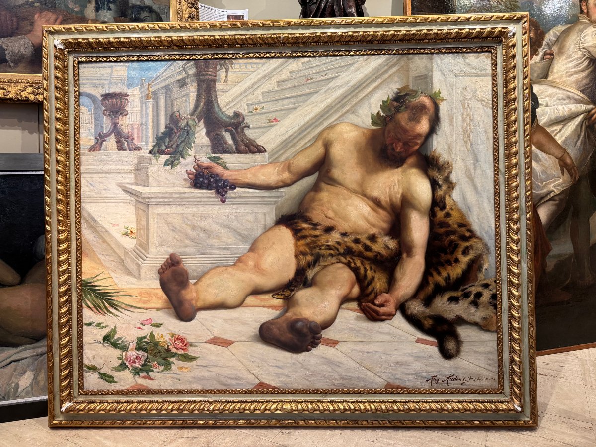 "the Drunkenness Of Bacchus," Very Large Oil On Canvas, A. Audenaert, 1914.