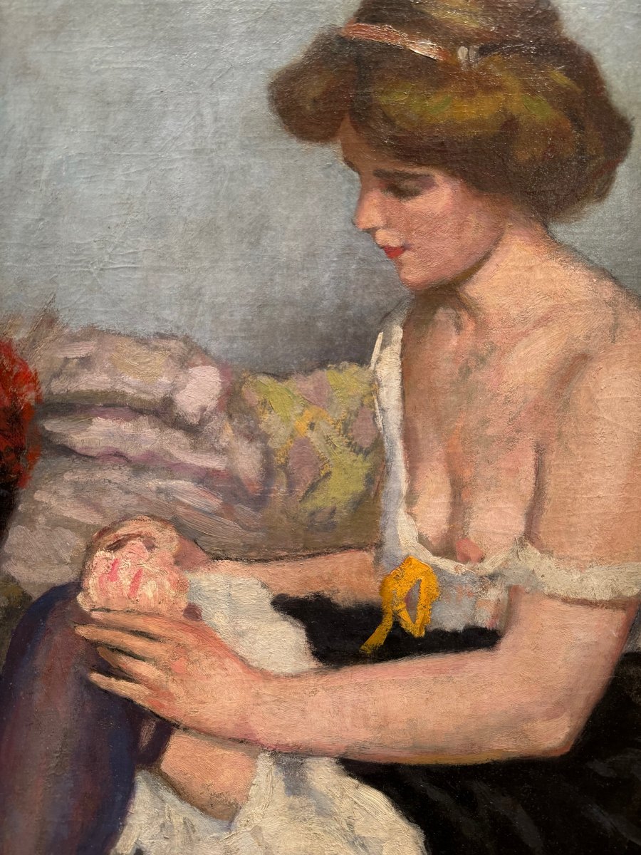 Young French Cancan Dancer Getting Ready, Attributed To Claude Firmin, Circa 1890-photo-2