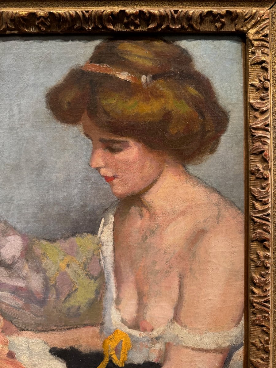Young French Cancan Dancer Getting Ready, Attributed To Claude Firmin, Circa 1890-photo-2