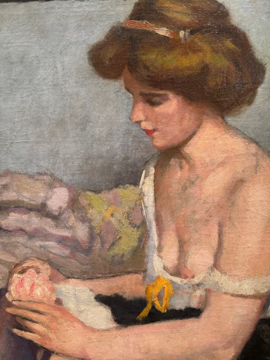 Young French Cancan Dancer Getting Ready, Attributed To Claude Firmin, Circa 1890-photo-3