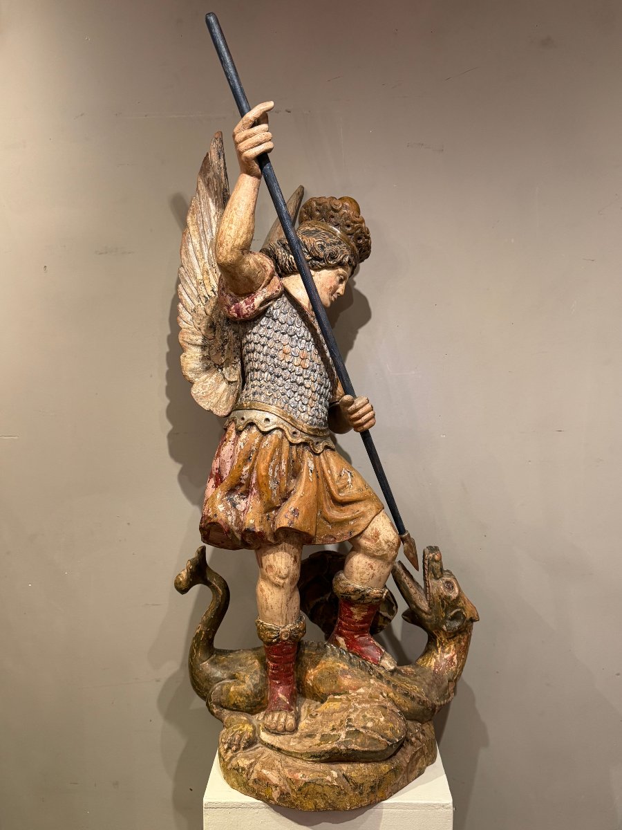 " Saint Michel terrassant le dragon", Italie, 18e s.-photo-2