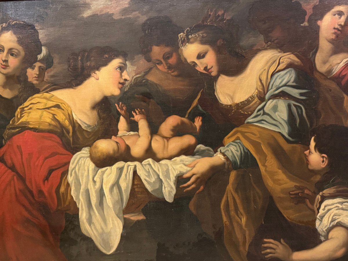 "moses And The Pharaoh's Daughter," Genoese School, Late 17th–early 18th Century.-photo-2