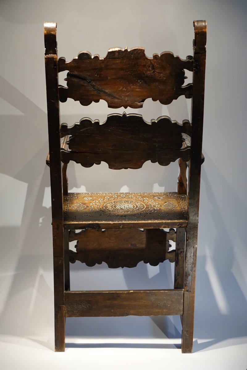 Large Armchair In Decorated Walnut-photo-6