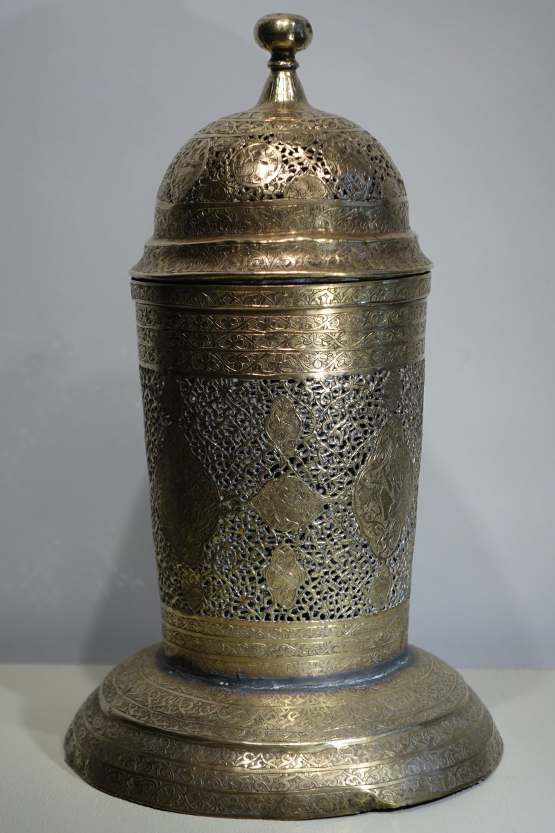 Perfume Burner In Brass, Persian, 19th C.-photo-2