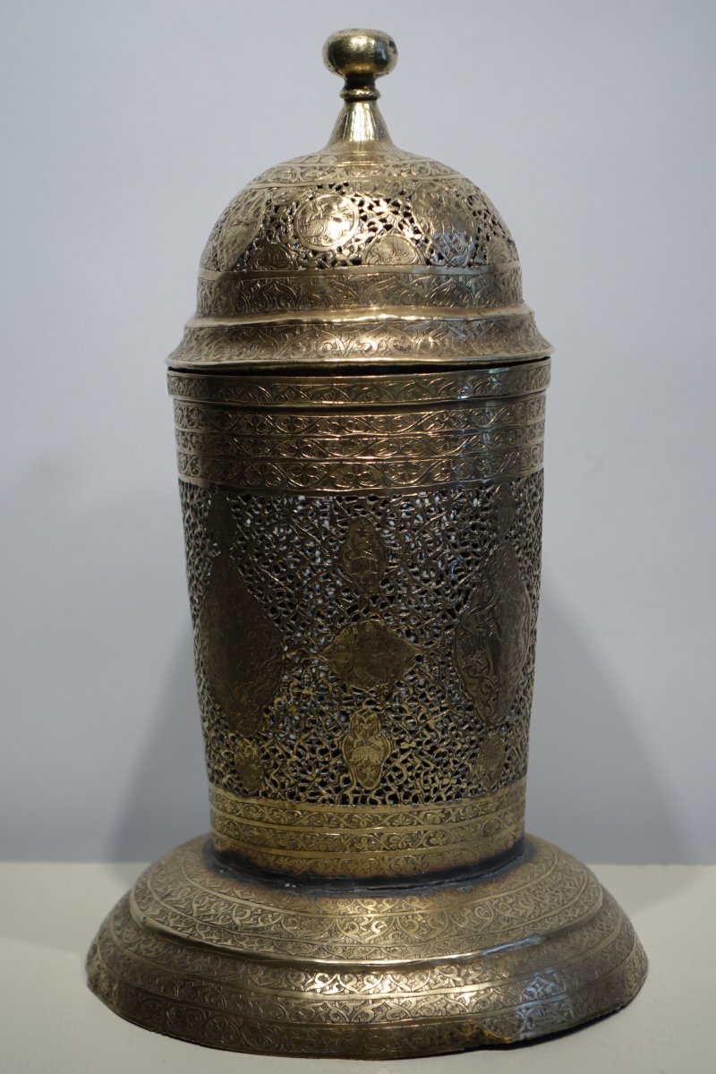 Perfume Burner In Brass, Persian, 19th C.