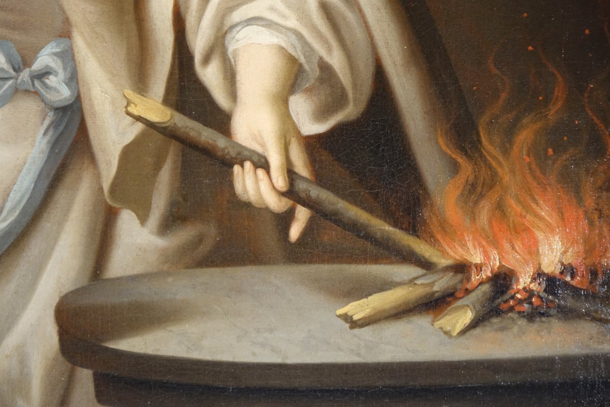 Vestal Reviving The Sacred Fire, French School From The 18th C.-photo-4
