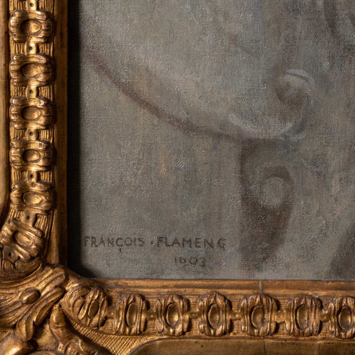 Portrait Of Mrs. Fould, Oil On Canvas, F. Flameng, 1903-photo-4