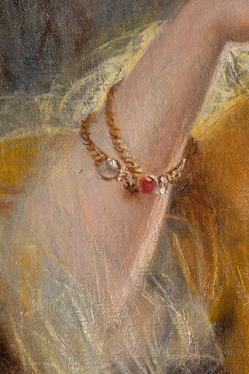 Portrait Of Mrs. Fould, Oil On Canvas, F. Flameng, 1903-photo-4