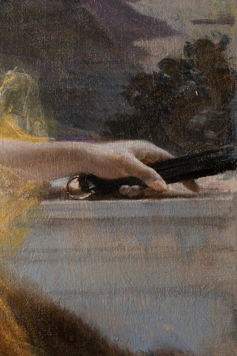 Portrait Of Mrs. Fould, Oil On Canvas, F. Flameng, 1903-photo-5