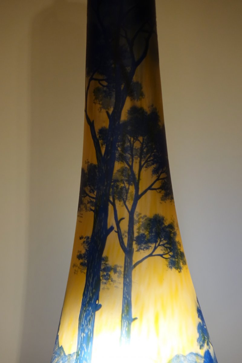 Large Glass Paste Vase, Richard Burghstal, Circa 1925-photo-4