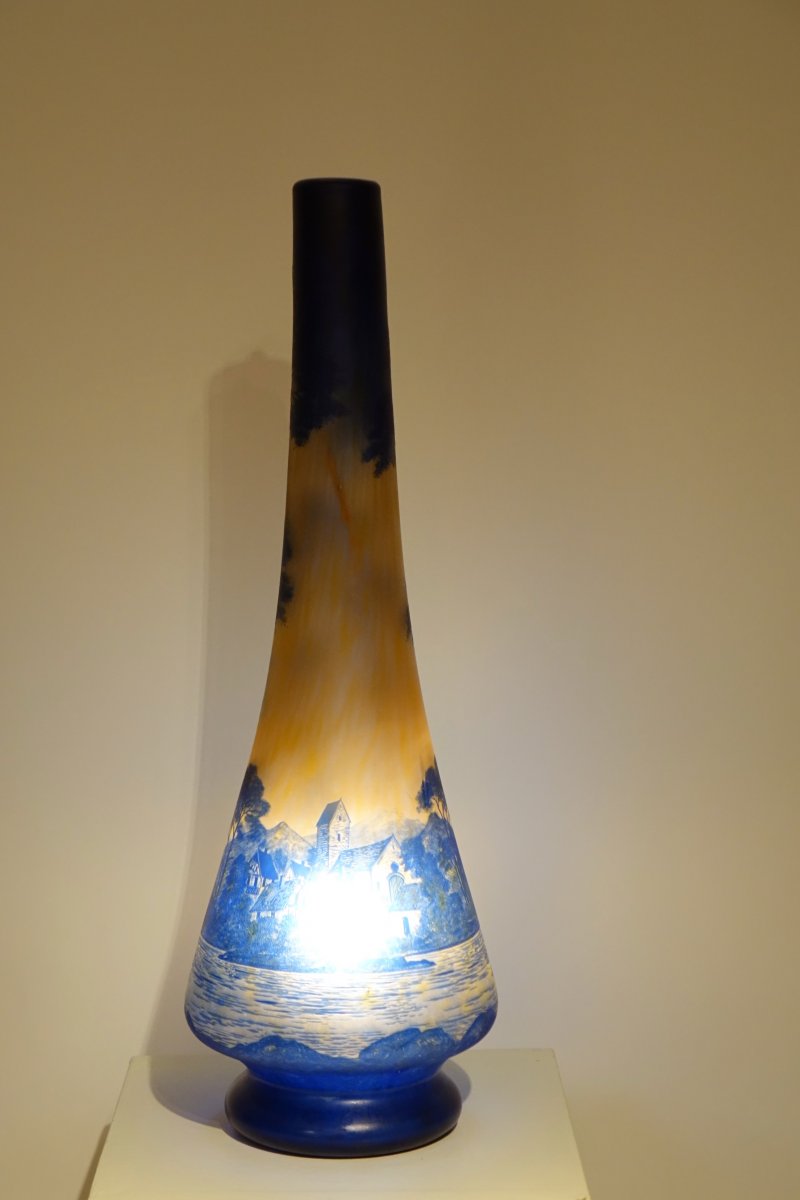 Large Glass Paste Vase, Richard Burghstal, Circa 1925