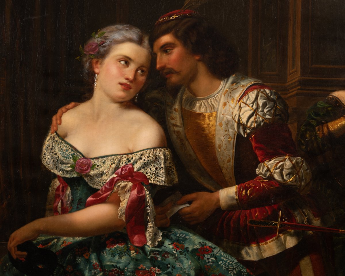 "Une scène galante durant le carnaval de Venise", G.Guffens? 1878-photo-3