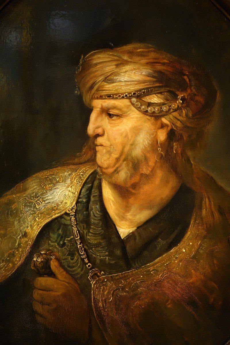 Portrait d'Un Riche Oriental De Profil, Flandres, 19e S.
