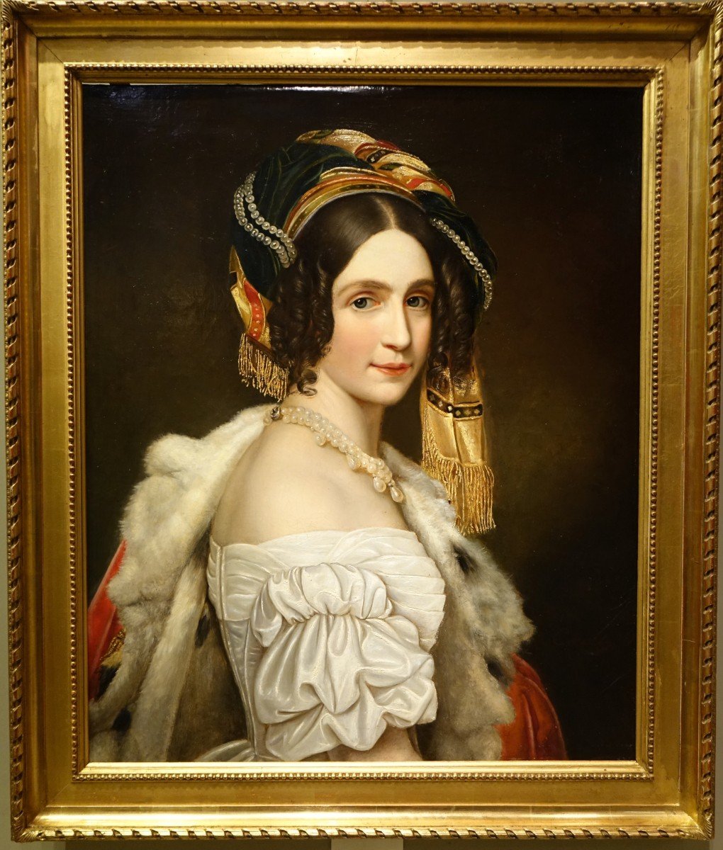 Portrait d'Une Aristocrate Habillée à l'Orientale ,J.D. Court, Vers 1835