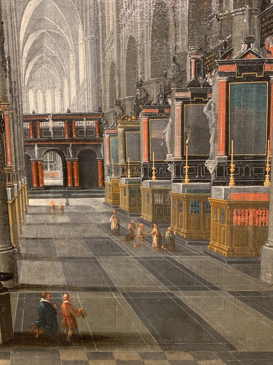 Intérieurde la cathédrale d'Anvers,  hst , Pieter NEEFFS l'ANCIEN ( 1578-)-photo-3