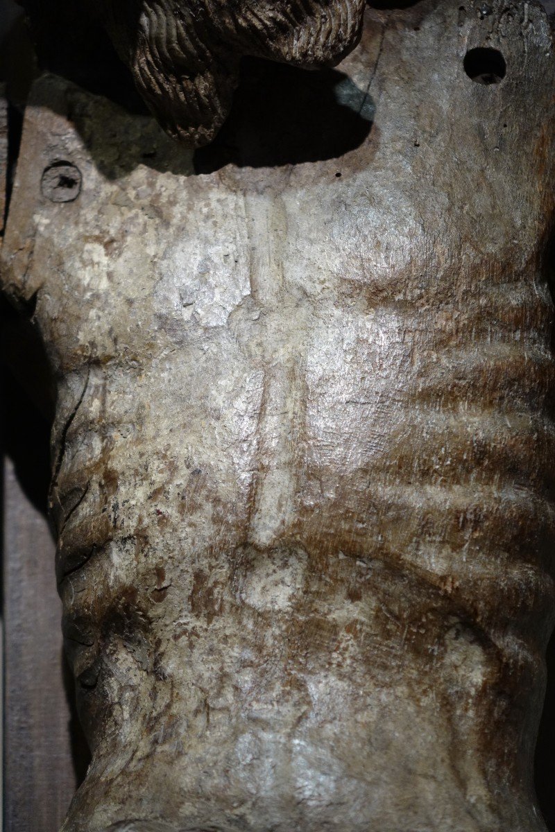 Large Christ In Oak Wood, Burgundy, 15th C.-photo-1