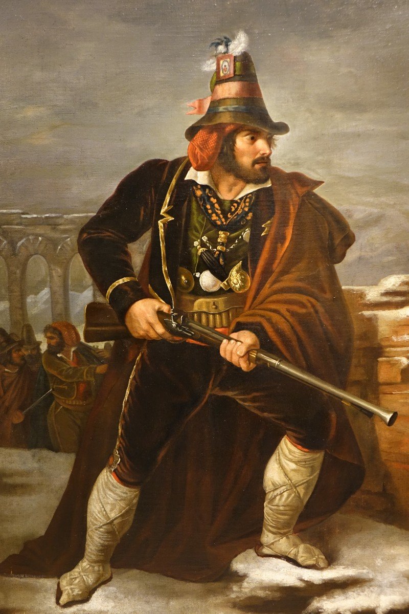 A Roman Warrior In The 19th C., Oil On Canvas, Annotated