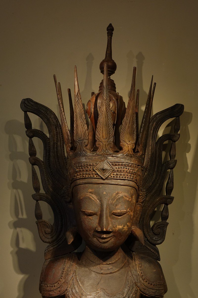 Buddha In Lacquered Wood, Shan States, Burma, Partly 18th C.-photo-2