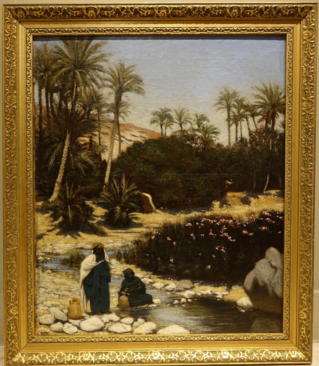 Two Bedouin Women On The Edge Of A Wadi, Emmanuel Jadin, 1843-1922