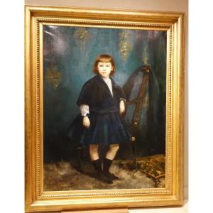 " Grand portrait en pied d'une Jeune fille", Henry Vollet, 1888