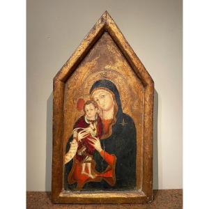 Painted Panel Representing The Virgin And Child, Italy, 19th C.