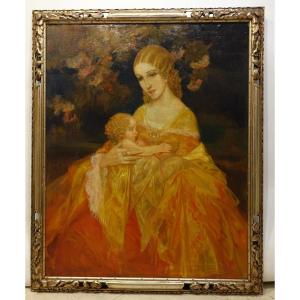 "Jeune femme et son enfant", Karel VAN BELLE, 1933