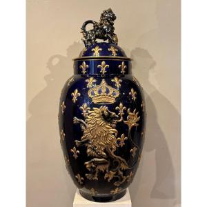 Large Lunéville Earthenware Vase, Keller And Guérin, 19th Century