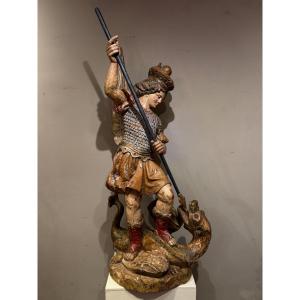 " Saint Michel terrassant le dragon", Italie, 18e s.